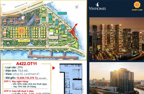 Bán gấp căn 2PN Vinhomes BaSon Quận 1, View Sông và Landmark 81 chỉ 10.6 Tỷ